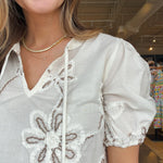 Nora Embroidered Puff Sleeve Blouse - Elle Maxine