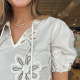 Nora Embroidered Puff Sleeve Blouse - Elle Maxine