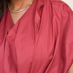 Nora Pleated Tie Waist Peplum Blouse - Elle Maxine
