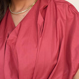 Nora Pleated Tie Waist Peplum Blouse - Elle Maxine