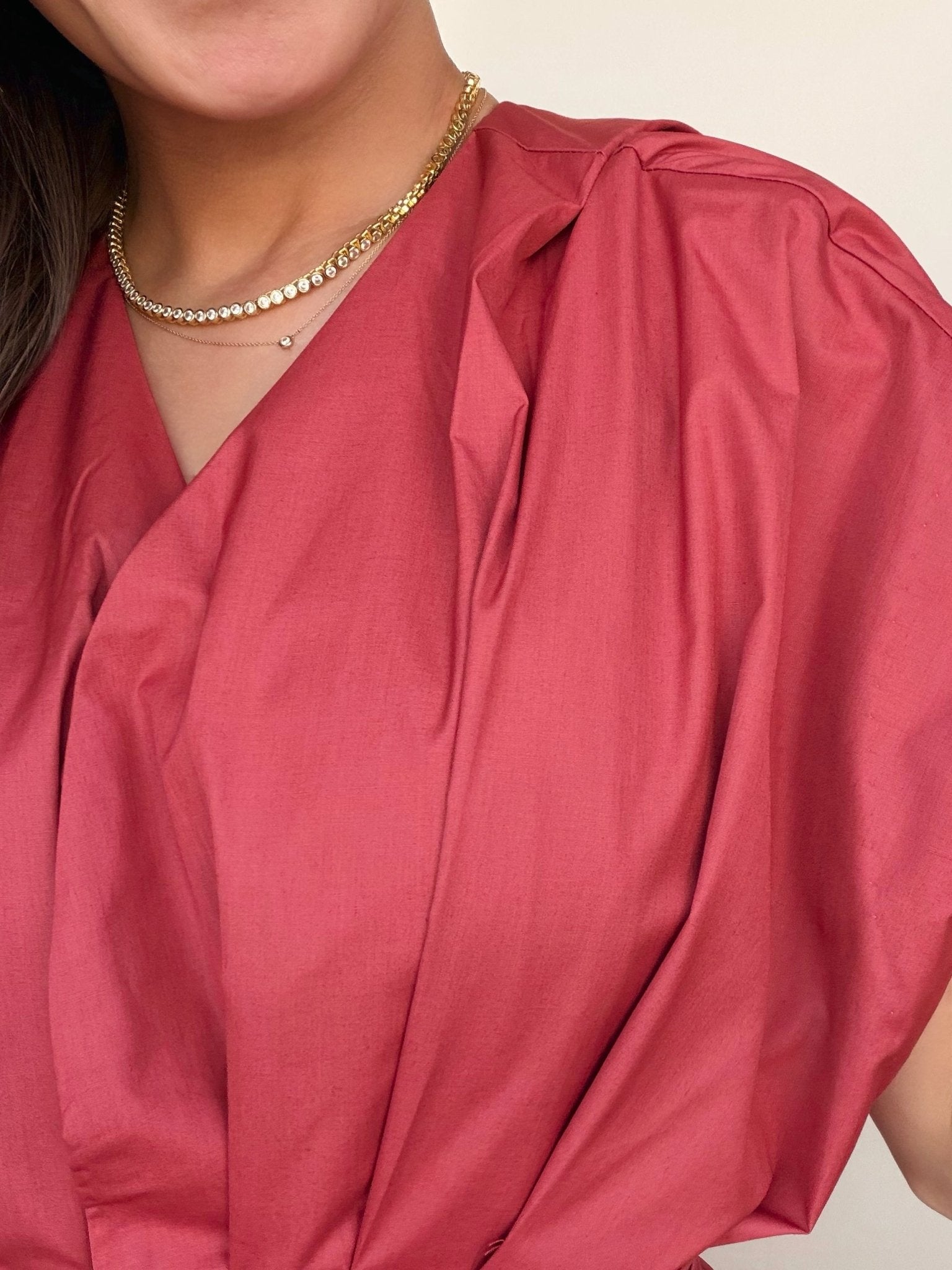 Nora Pleated Tie Waist Peplum Blouse - Elle Maxine
