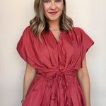 Nora Pleated Tie Waist Peplum Blouse - Elle Maxine