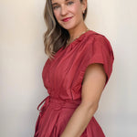 Nora Pleated Tie Waist Peplum Blouse - Elle Maxine