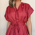 Nora Pleated Tie Waist Peplum Blouse - Elle Maxine