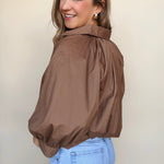 Nora Poplin Bubble Sleeve Top - Elle Maxine