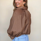 Nora Poplin Bubble Sleeve Top - Elle Maxine