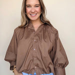 Nora Poplin Bubble Sleeve Top - Elle Maxine