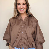 Nora Poplin Bubble Sleeve Top - Elle Maxine
