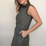 Olive Snap Front Dress - Elle Maxine