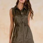 Olive Snap Front Dress - Elle Maxine