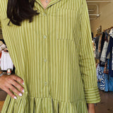 Olive Stripe Shirt Dress - Elle Maxine