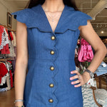 Olivia Denim Scallop Button Dress - Elle Maxine