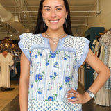 Olivia Floral Flutter Sleeve Top - Elle Maxine