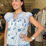 Olivia Floral Flutter Sleeve Top - Elle Maxine