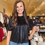 Olivia Pleated Swing Top - Black - Elle Maxine