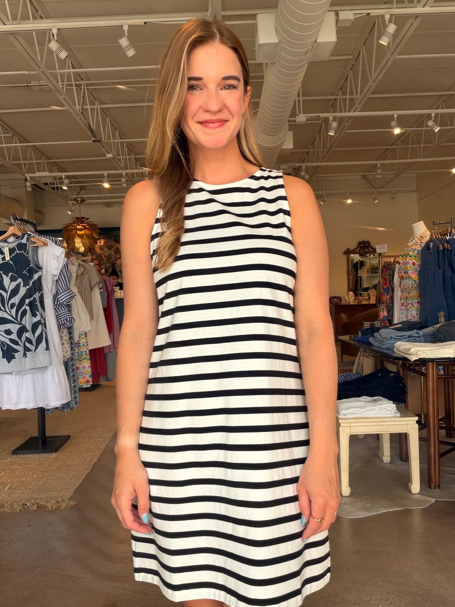 On the Yacht Shift Dress - Black Stripe - Elle Maxine