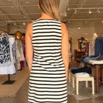 On the Yacht Shift Dress - Black Stripe - Elle Maxine