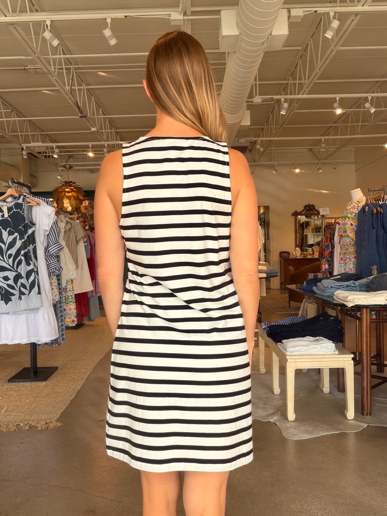 On the Yacht Shift Dress - Black Stripe - Elle Maxine