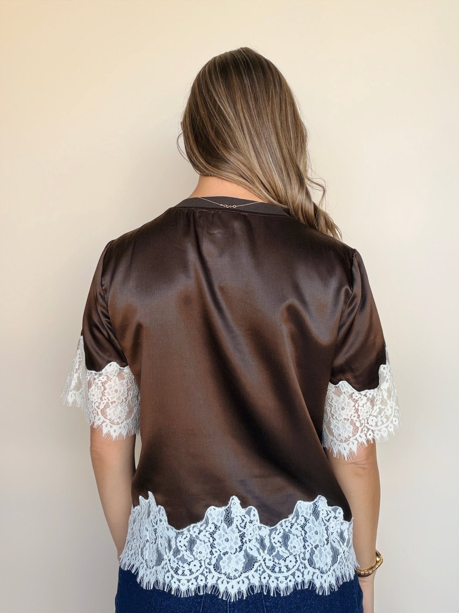 One of a Kind Satin Lace Top - Elle Maxine