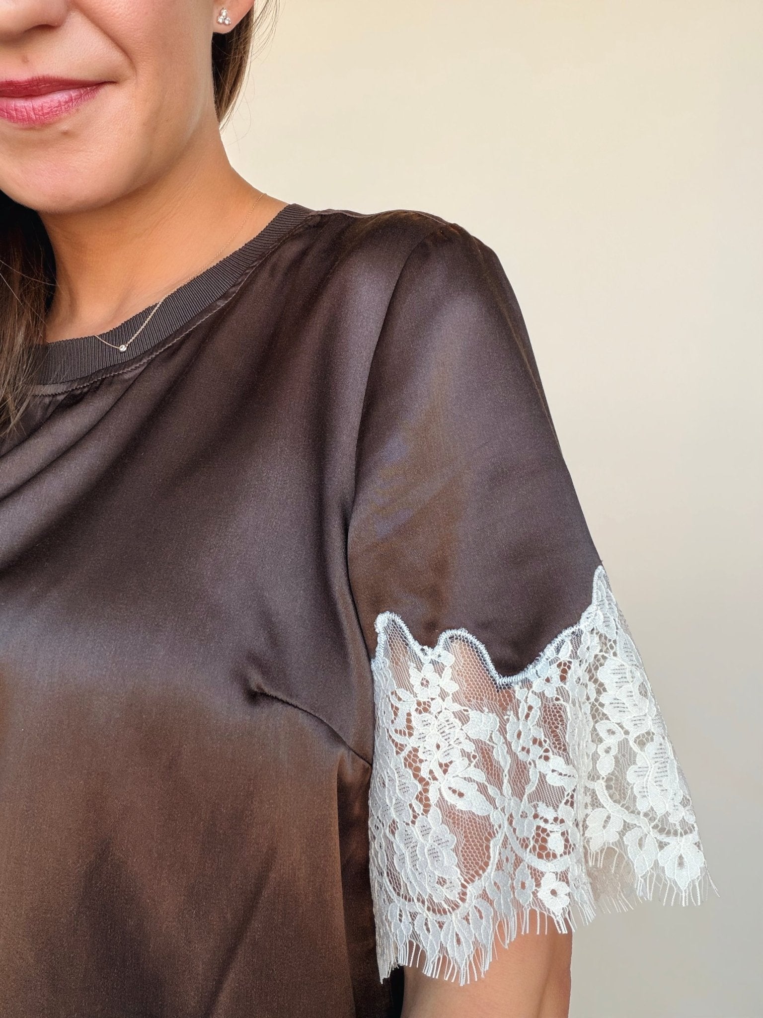 One of a Kind Satin Lace Top - Elle Maxine