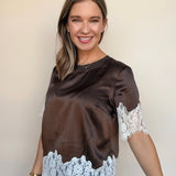 One of a Kind Satin Lace Top - Elle Maxine
