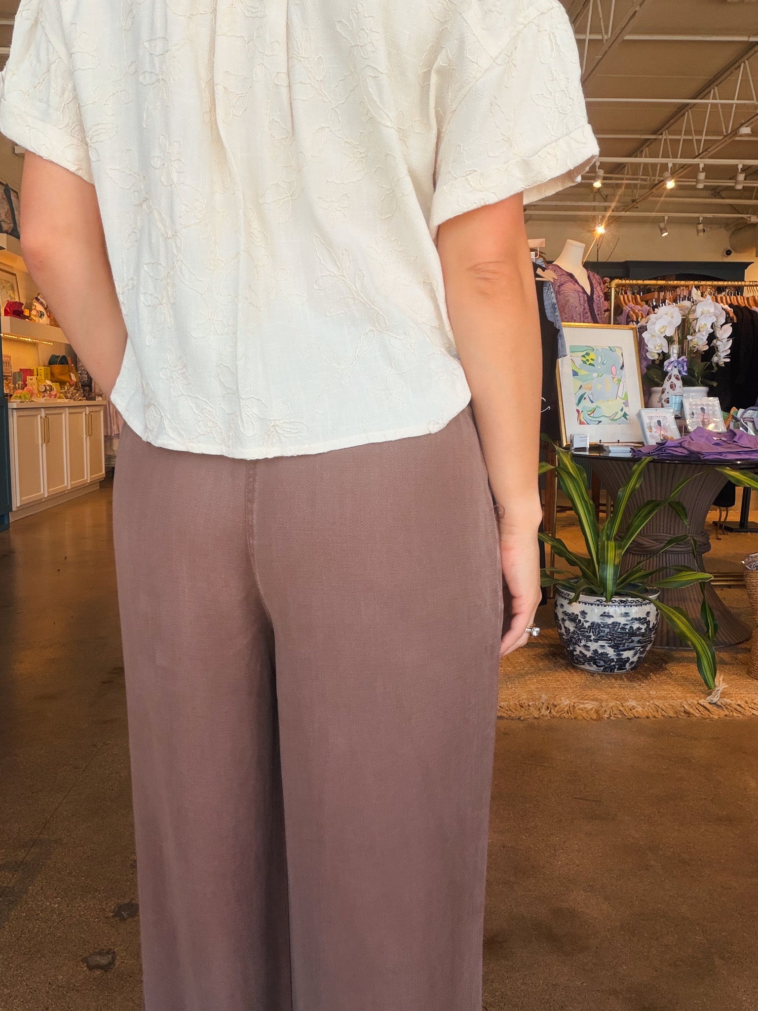 Oriana Linen Barrel Pants - Elle Maxine