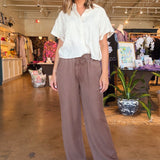 Oriana Linen Barrel Pants - Elle Maxine