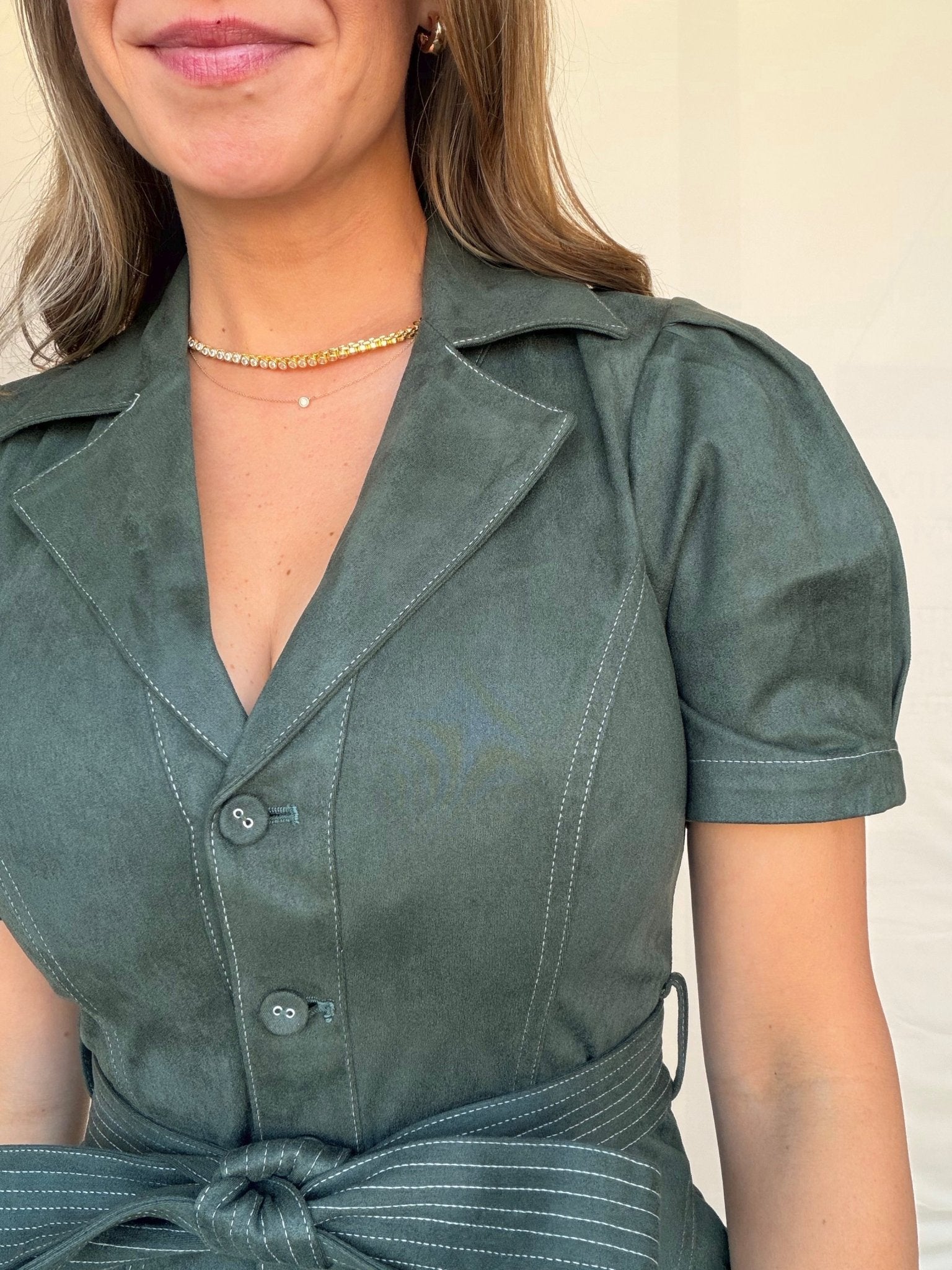 Paige Belted Suede Dress - Elle Maxine