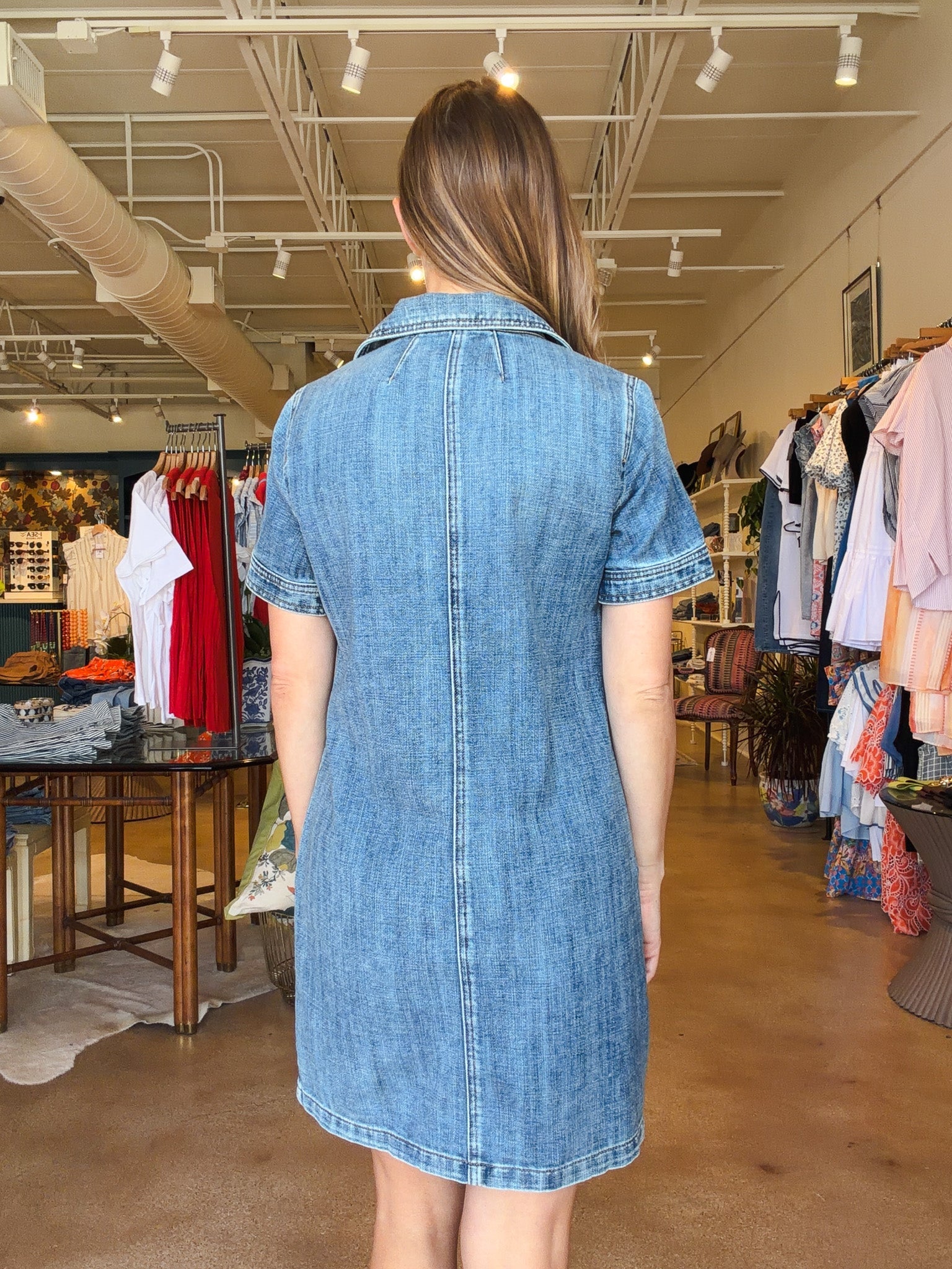 Parker Front Pocket Denim Dress - Elle Maxine