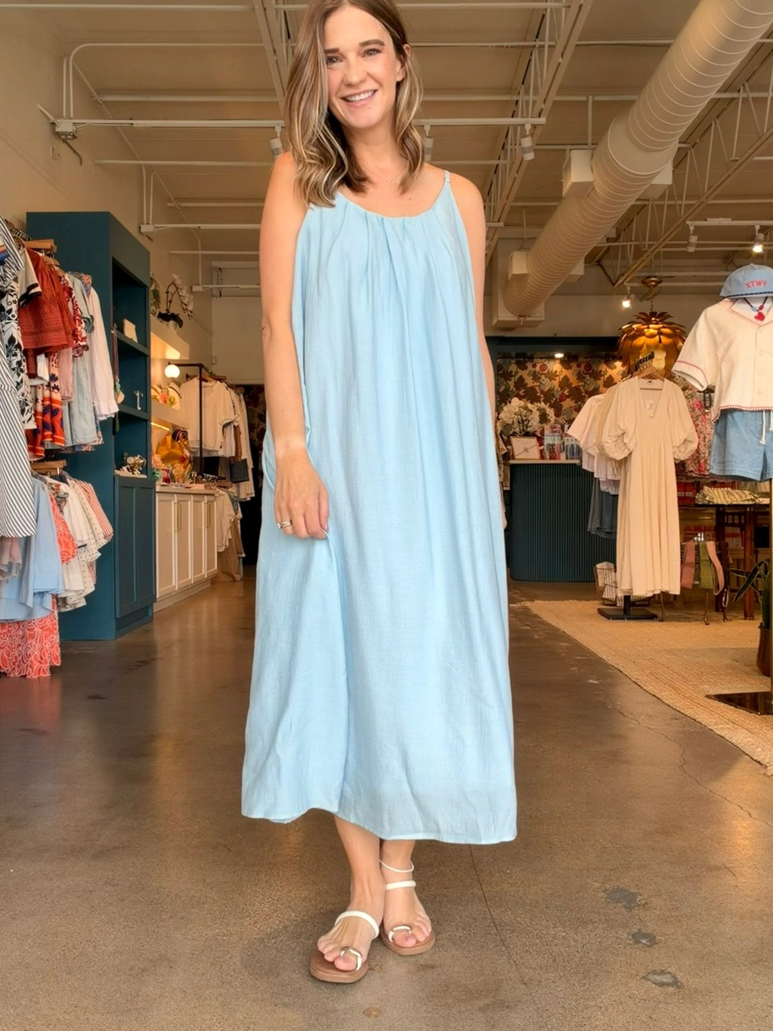 Patio Maxi Dress - Light Blue - Elle Maxine