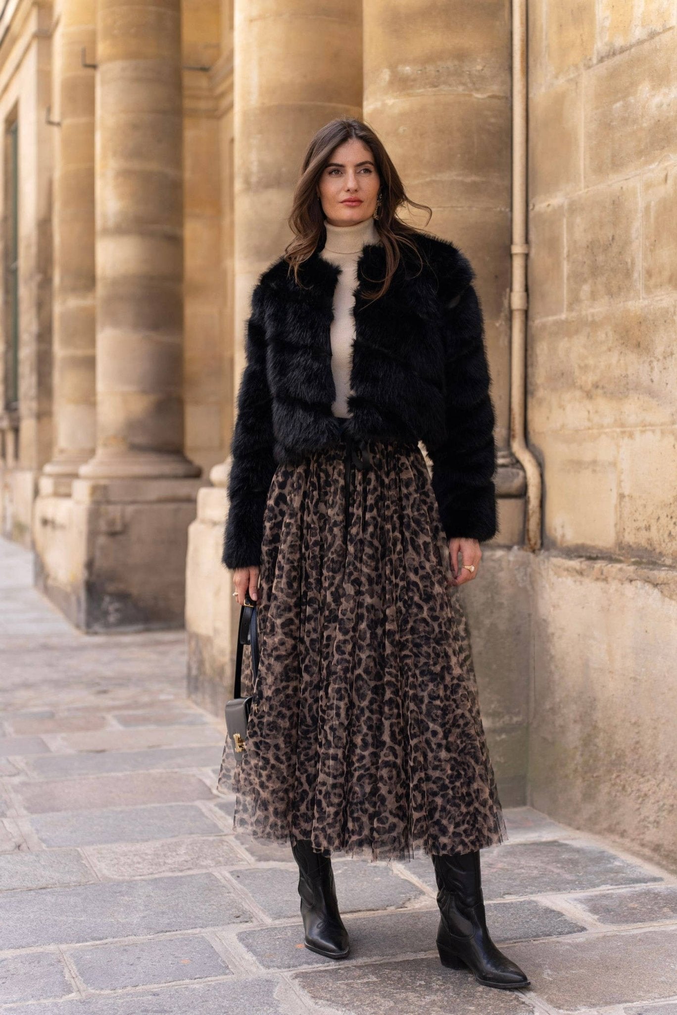 Paula Faux Fur Jacket - Black - Elle Maxine