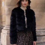 Paula Faux Fur Jacket - Black - Elle Maxine