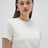 Paula Studded Tee - Coconut - Elle Maxine