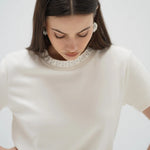 Paula Studded Tee - Coconut - Elle Maxine