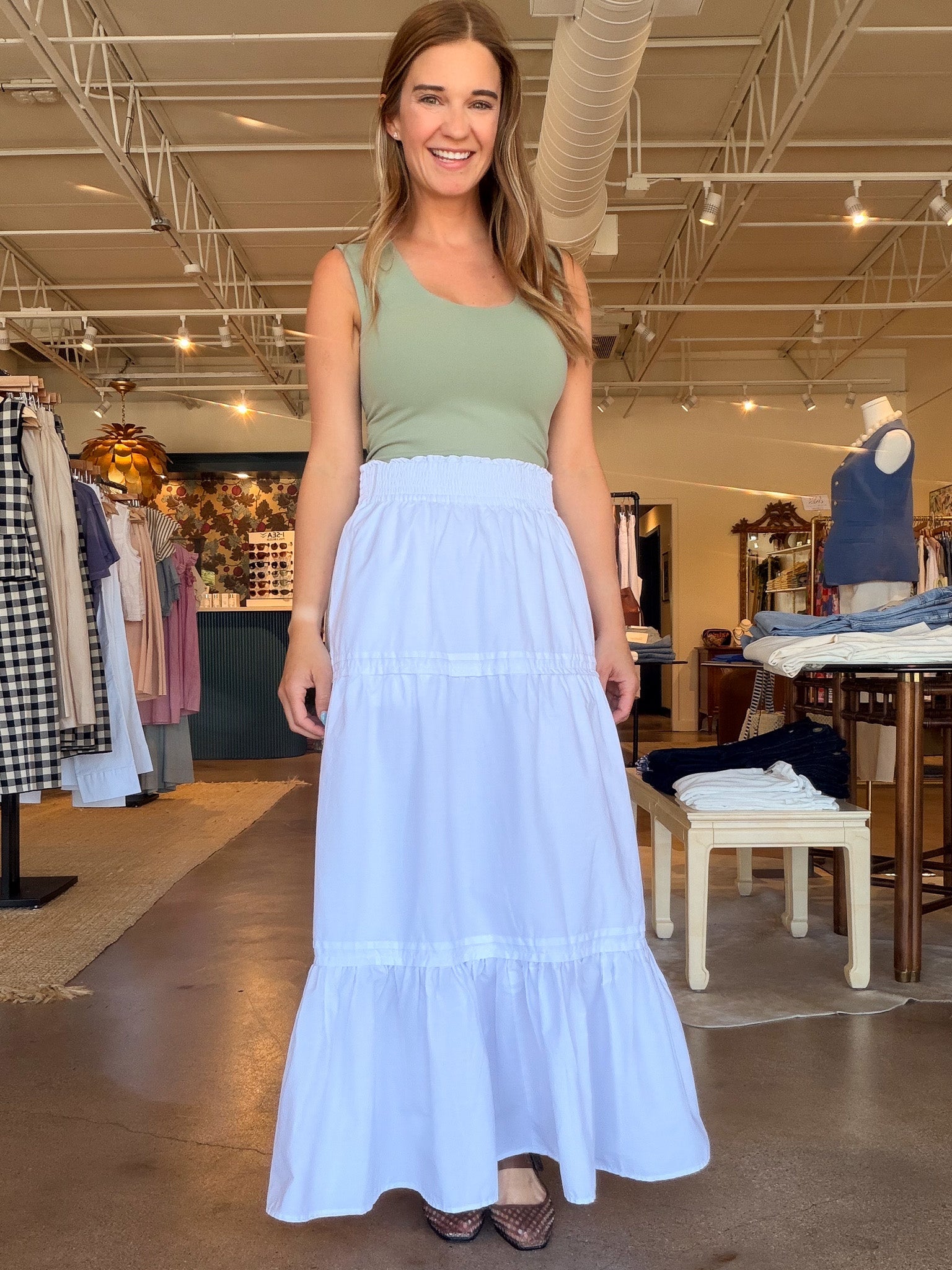 Pauline Maxi Skirt - White - Elle Maxine