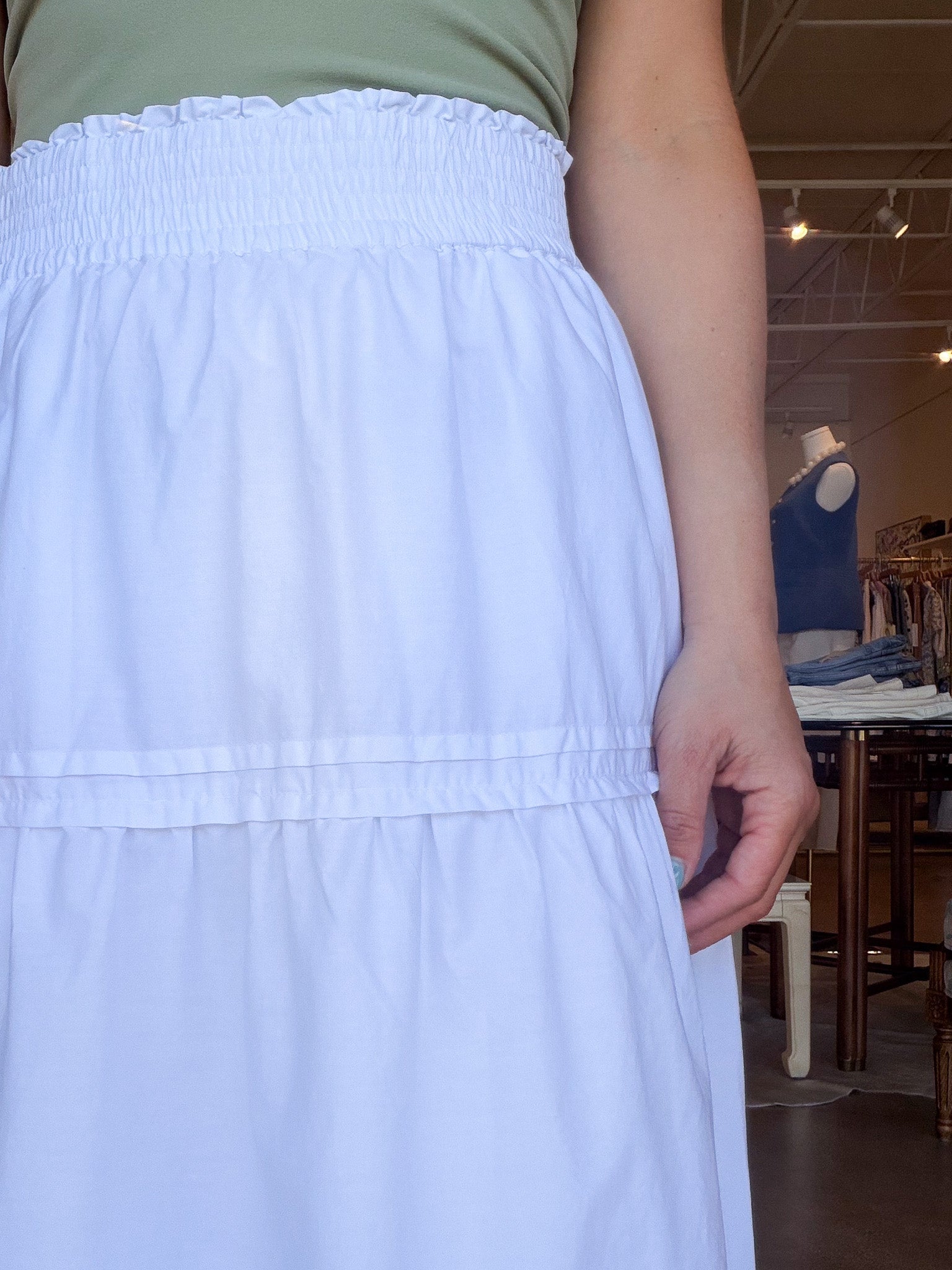 Pauline Maxi Skirt - White - Elle Maxine