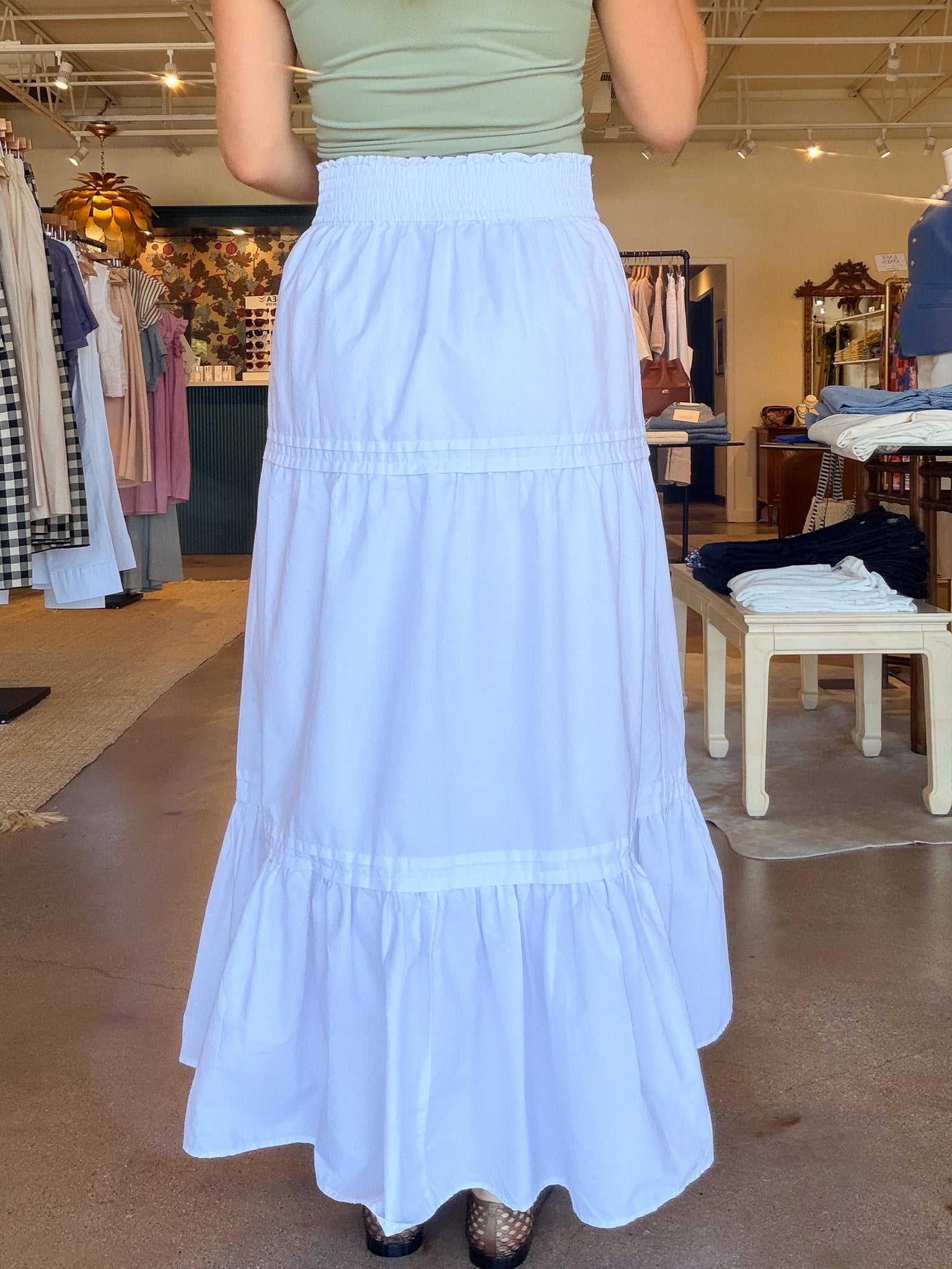 Pauline Maxi Skirt - White - Elle Maxine