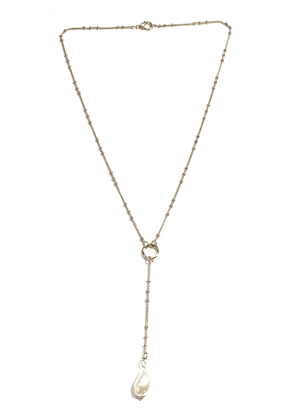 Pearl Drop Lariat Necklace - Elle Maxine