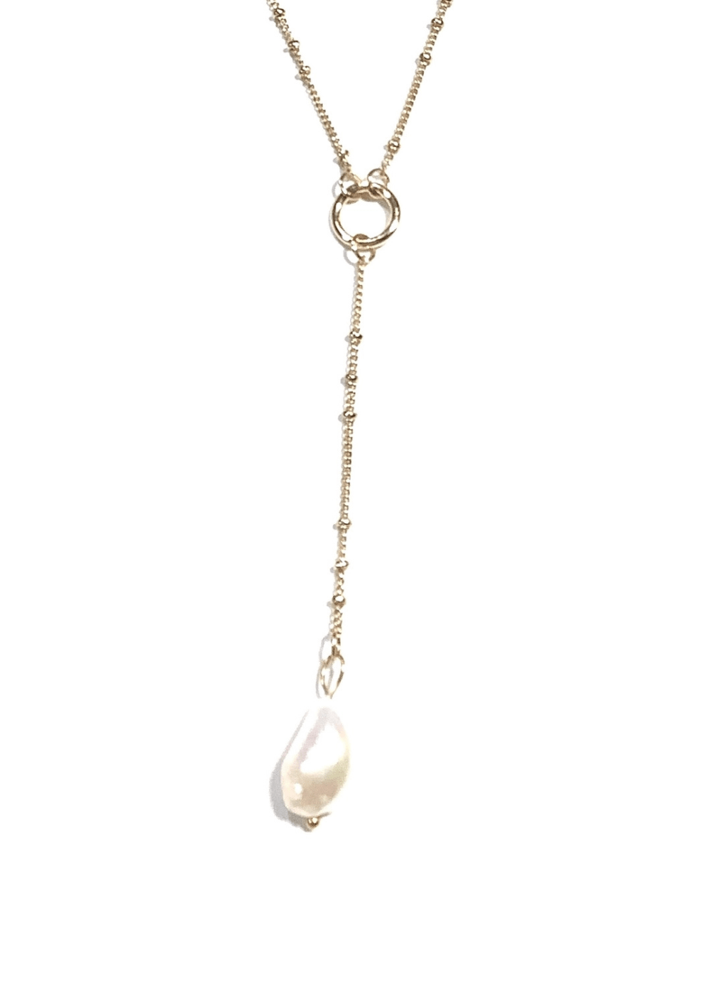 Pearl Drop Lariat Necklace - Elle Maxine