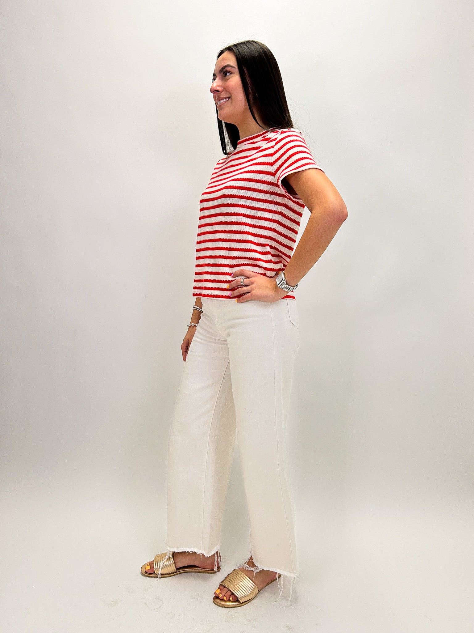 Perfect Textured Tee - Cayenne - Elle Maxine