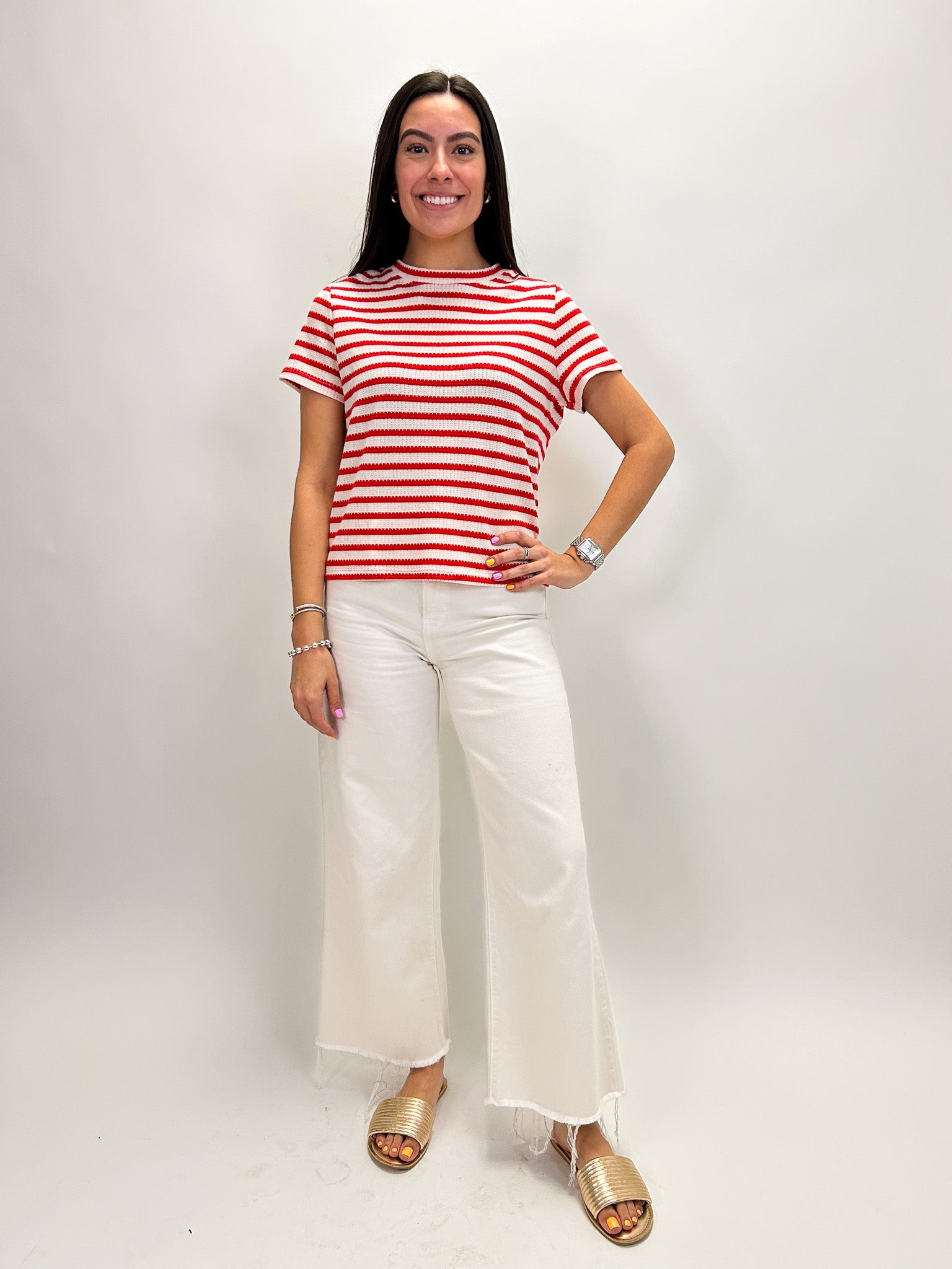 Perfect Textured Tee - Cayenne - Elle Maxine