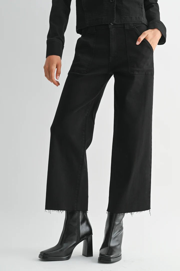 Petite Palazzo Jeans - Black - Elle Maxine