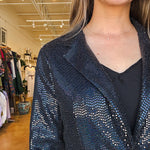 Phoebe Metallic Blazer - Black - Elle Maxine