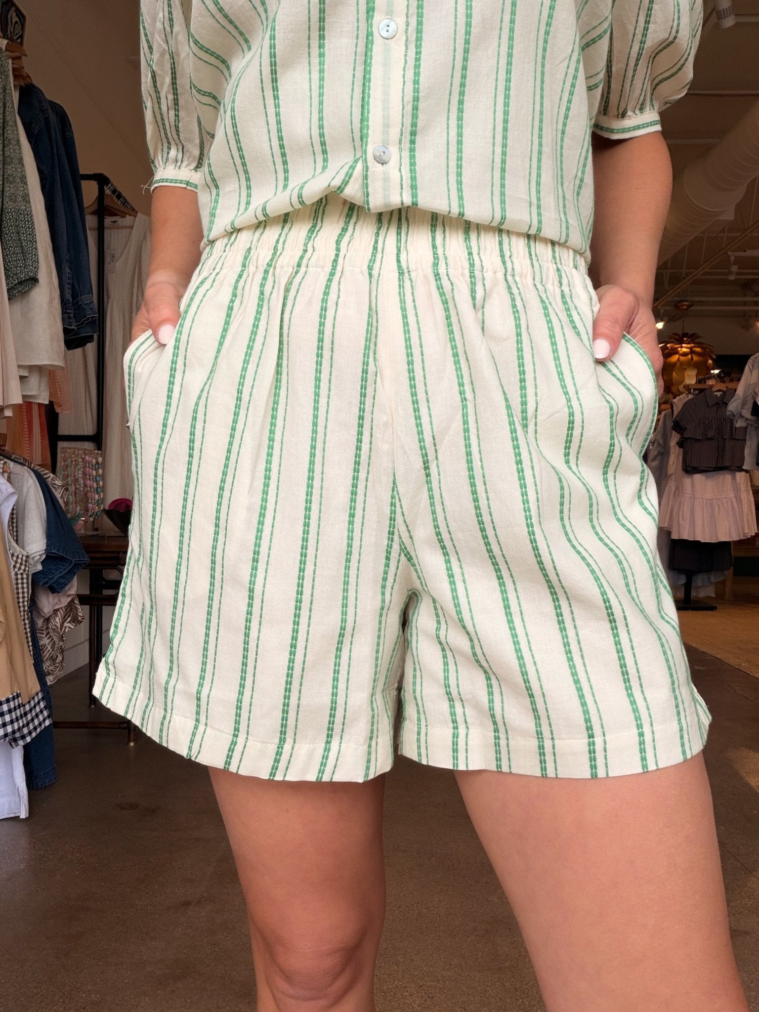 Pia Stripe Set - Green - Elle Maxine