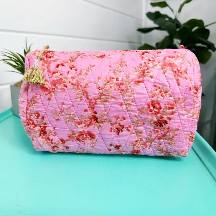 Pink Floral Cosmetic Bag - Elle Maxine