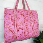 Pink Floral Quilted Tote - Elle Maxine