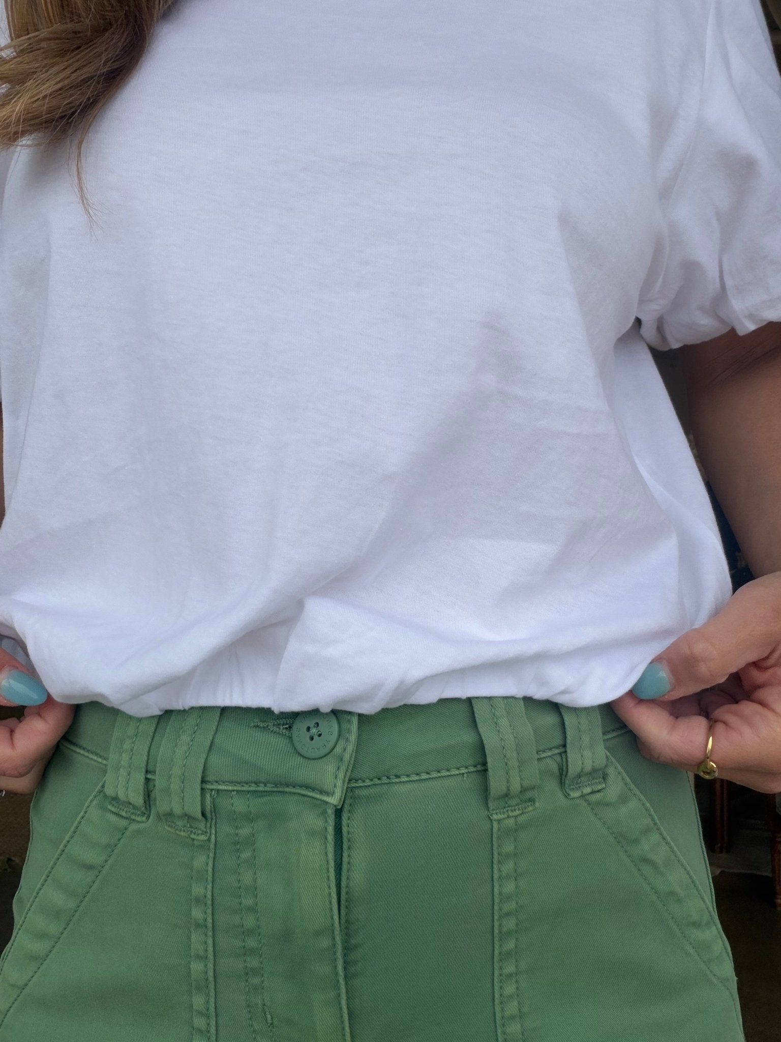 Pleat Bubble Tee - White - Elle Maxine