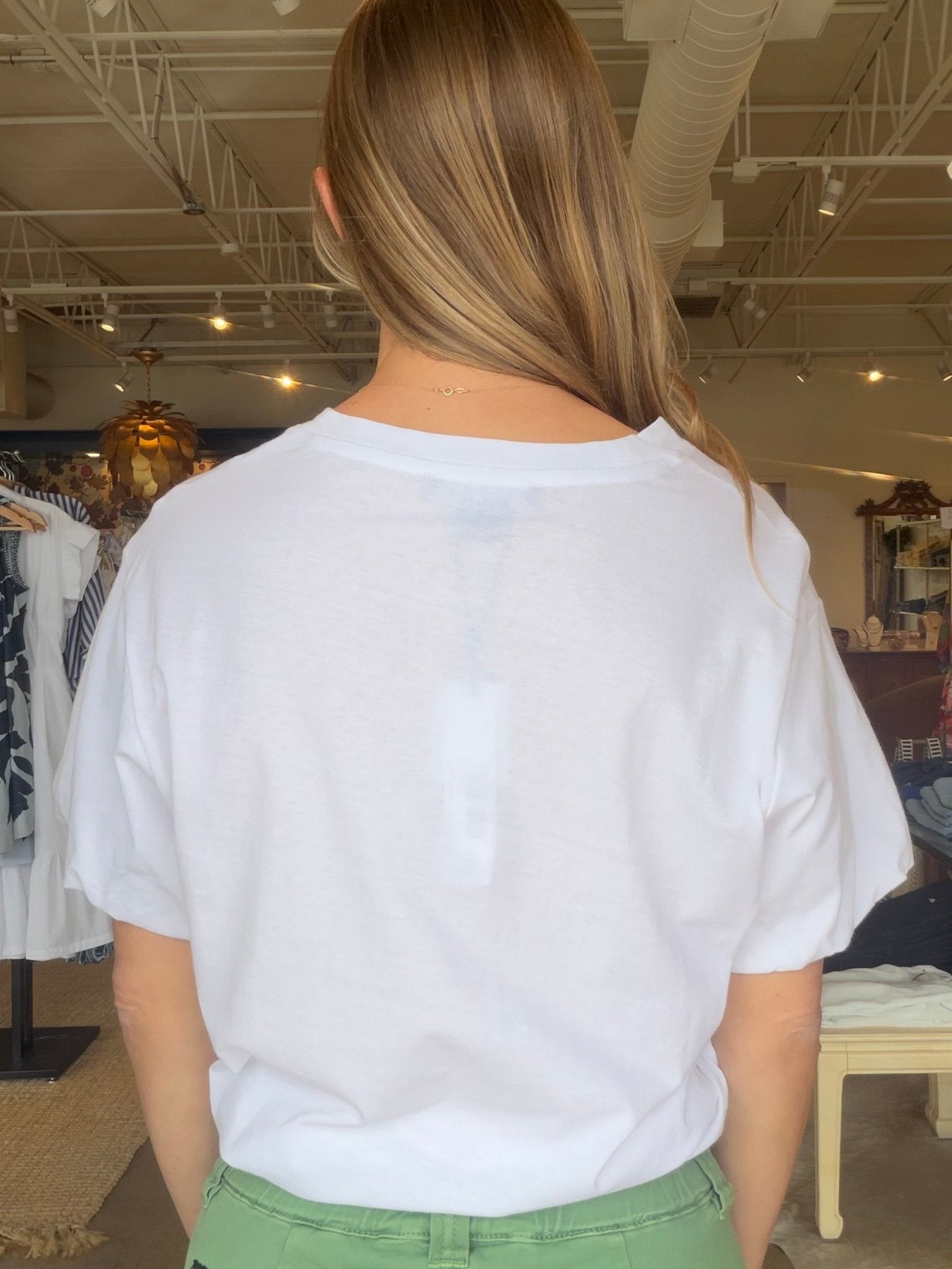 Pleat Bubble Tee - White - Elle Maxine