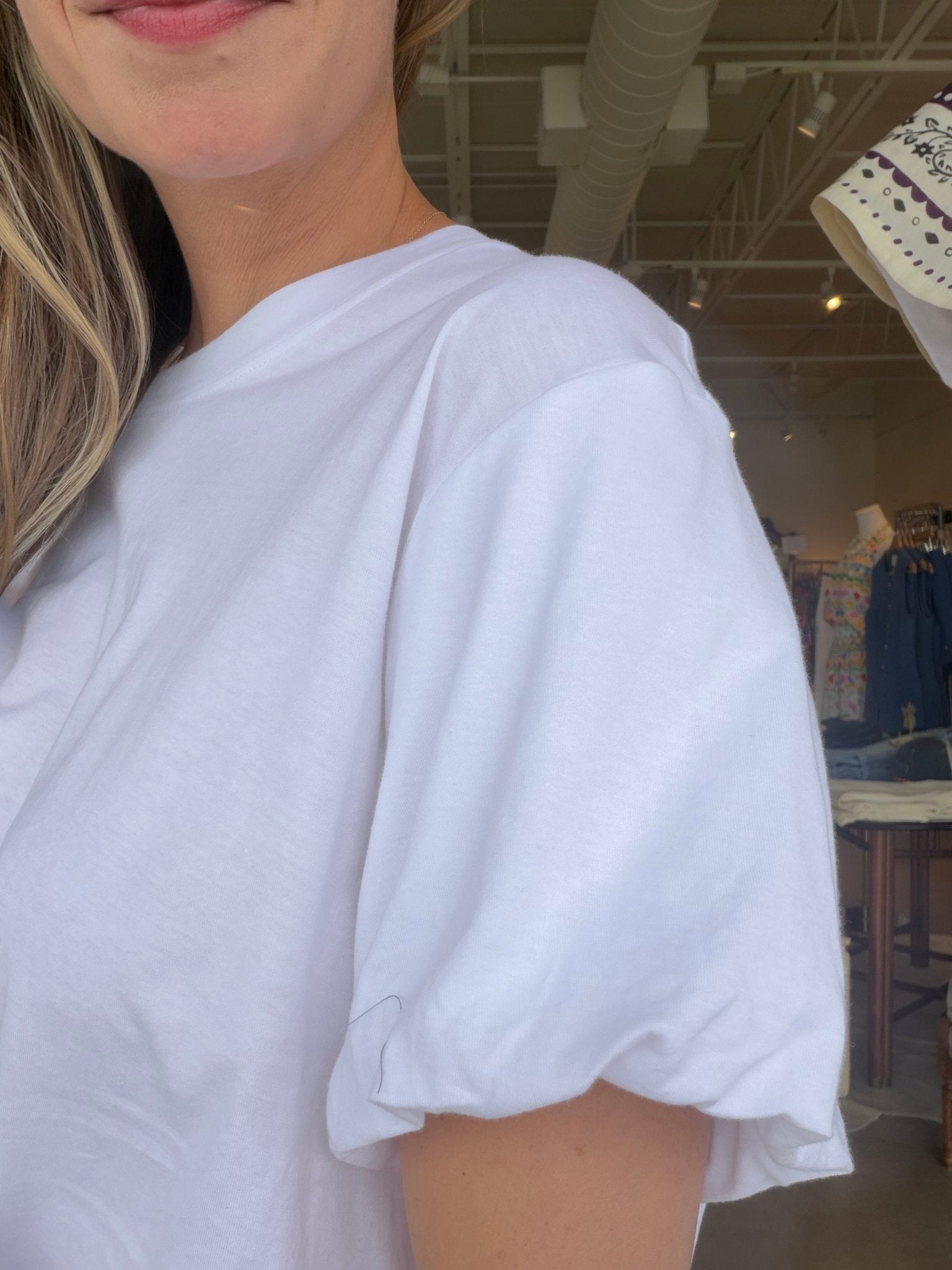 Pleat Bubble Tee - White - Elle Maxine