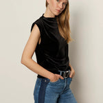 Pleated Sleeveless Top - Black - Elle Maxine